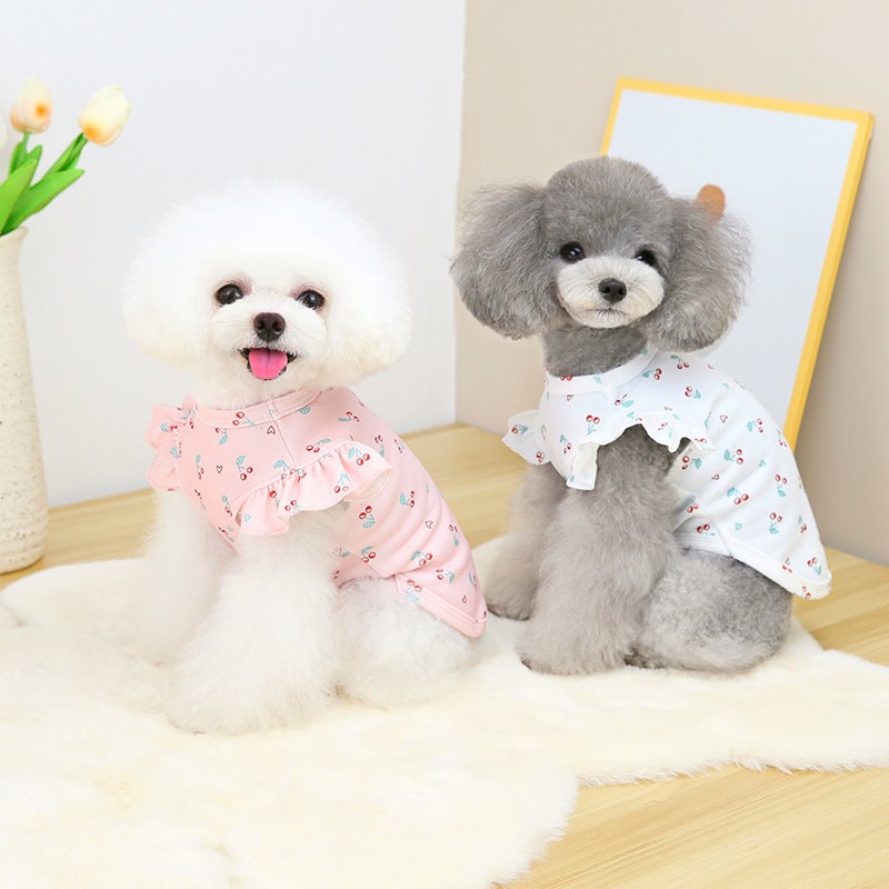Cherry Ruffled Sleeves Dog Cat Vest