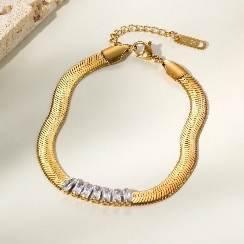 Fashion Solid Color 304 Stainless Steel Artificial Gemstones Bracelets In Bulk