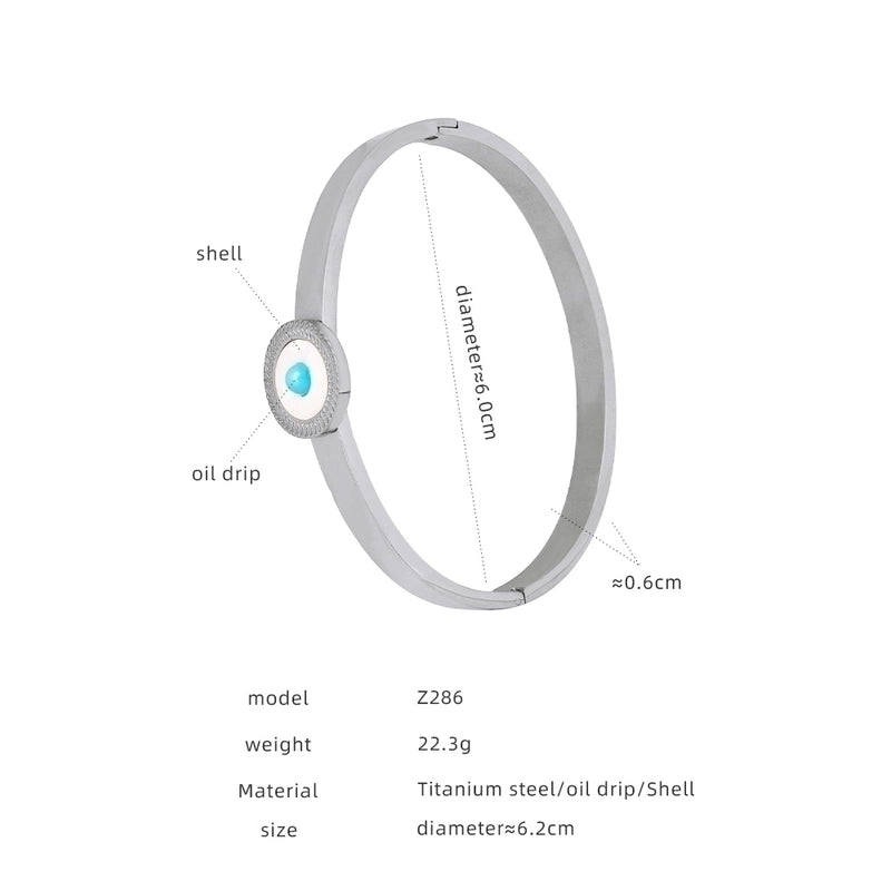 Devil'S Eye Titanium Steel 18K Gold Plated Turquoise Bangle In Bulk