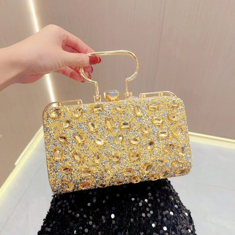 New Diamond-embedded Handbag Full Diamond Clutch Bag Fashion Dress Bag Banquet Bag Evening Bag Shoulder Crossbody Bag