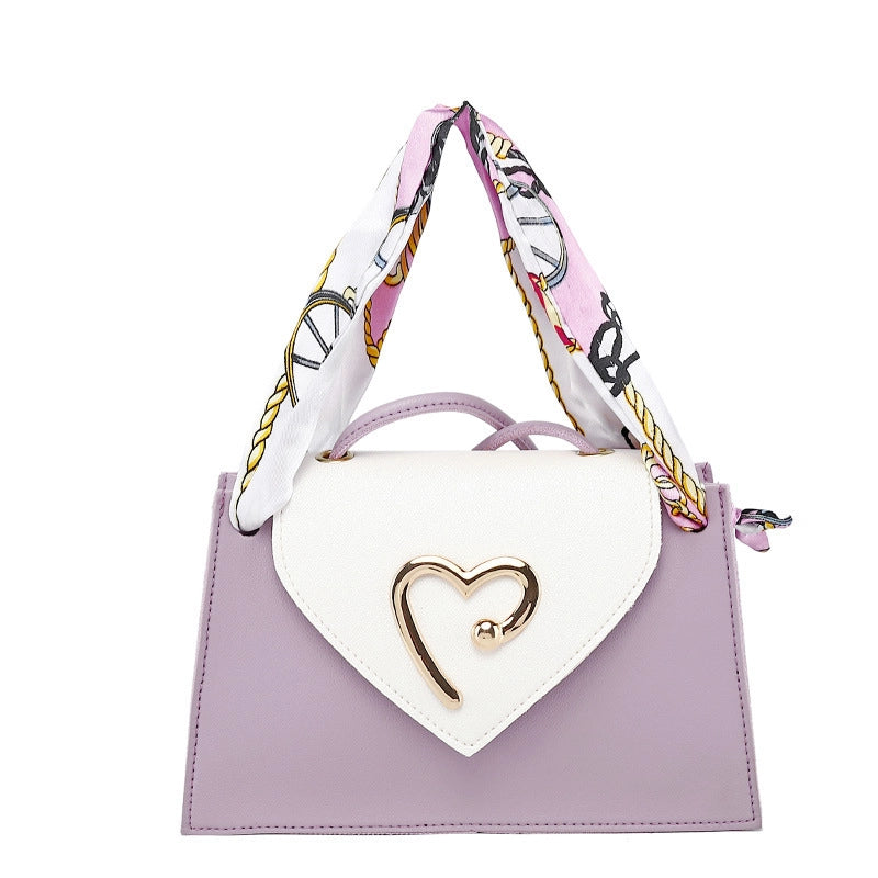 Women's Medium Pu Leather Color Block Streetwear Square Flip Cover Crossbody Bag