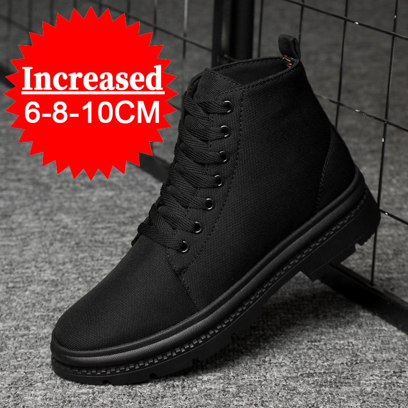 Gptsolvy Men Boots Elevator Shoes Hidden Heels Canvas Heightening Shoes For Man Hidden Heels Increase Insole 10CM 8CM Sports Height Shoes