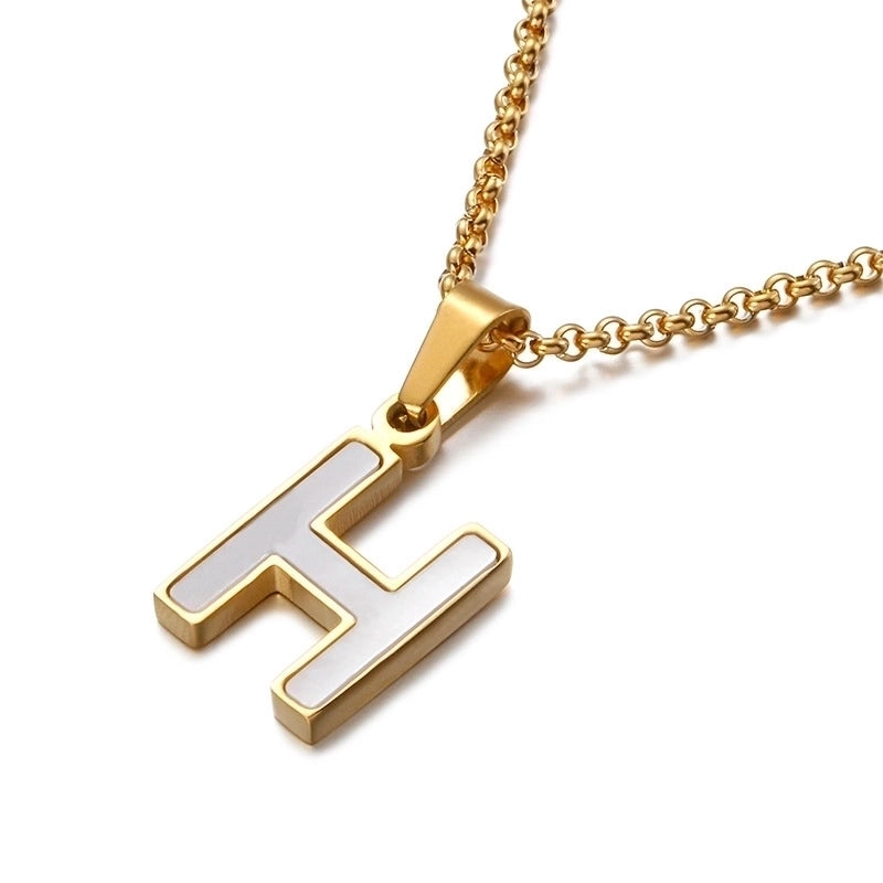 Simple Shell English Letter Titanium Steel Necklace