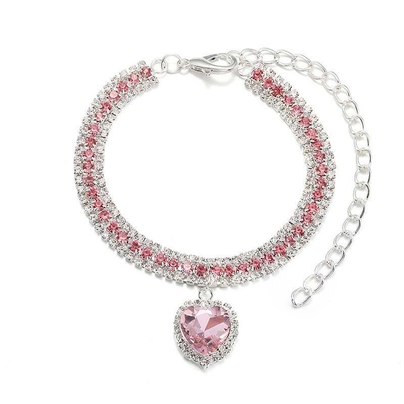 Luxurious Rhinestone Heart Shape Pet Collar