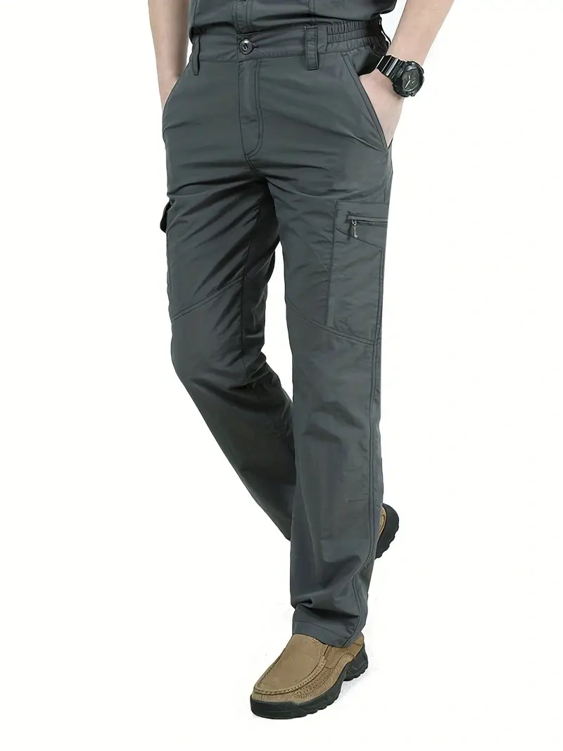 Men's Breathable Summer Casual Trousers with Multi-Pocket Design