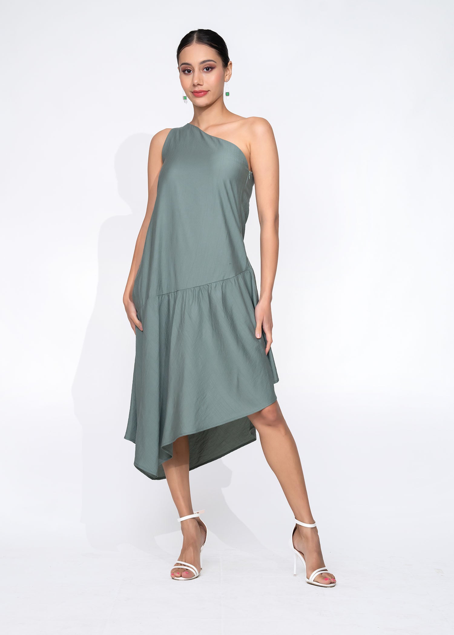 Drop Waist One Shoulder Dress