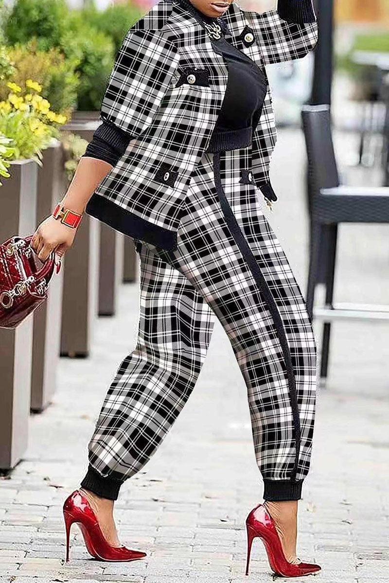 Fashion Casual Print Patchwork Long Sleeve Two Pieces