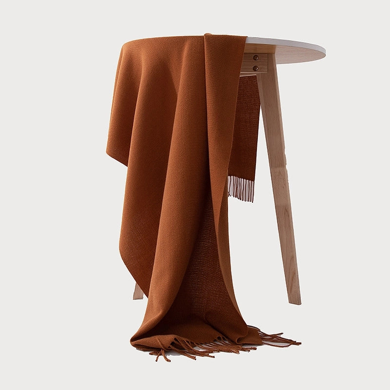 Women's Casual Minimalist Solid Color Polyester Tassel Scarf