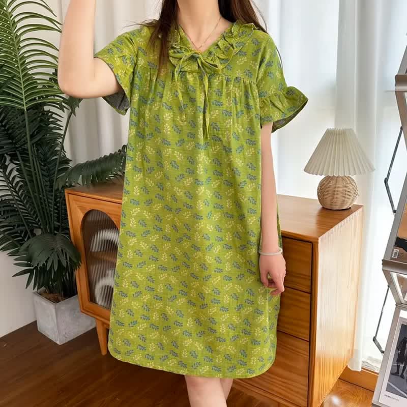 Pure Cotton Fresh Leaf Soft Nightgown