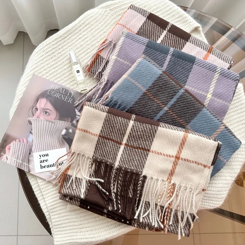 Women's Vintage Style Classic Style Lattice Imitation Cashmere Scarf