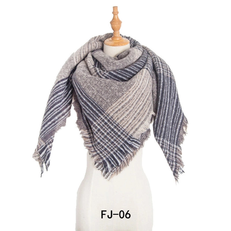 Autumn And Winter New Ring Yarn Thickened Double-sided Lattice Prick Scarf Scarf Women's Scarf Shawl Manufacturers