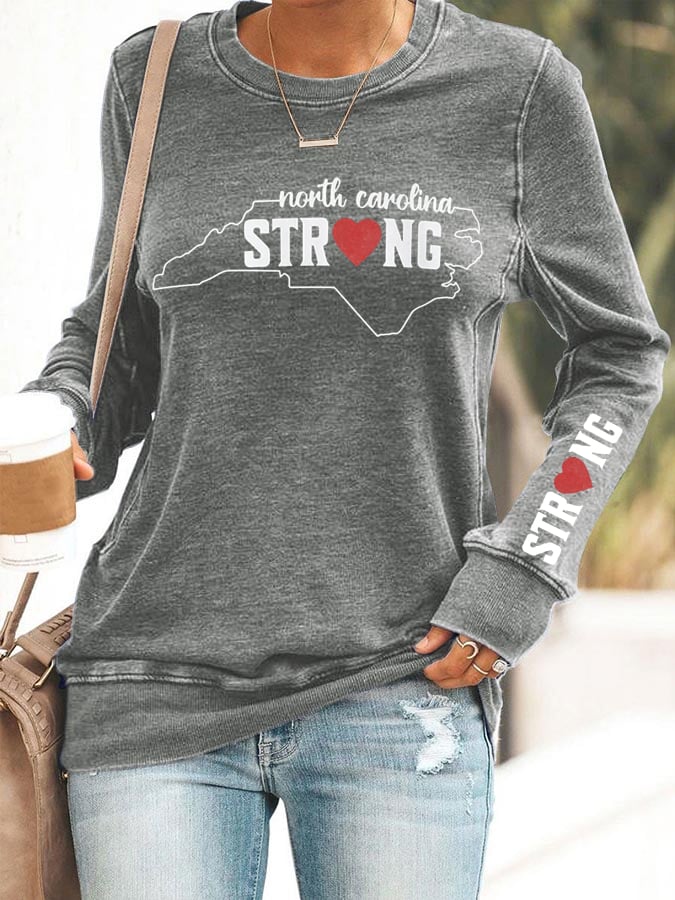 Women's North Carolina Strong Print Long Sleeve Sweatshirt