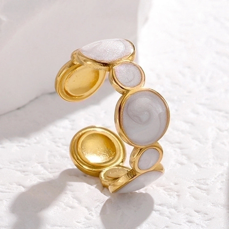 304 Stainless Steel 18K Gold Plated Elegant Retro Plating Geometric Leaf Heart Shape Open Rings