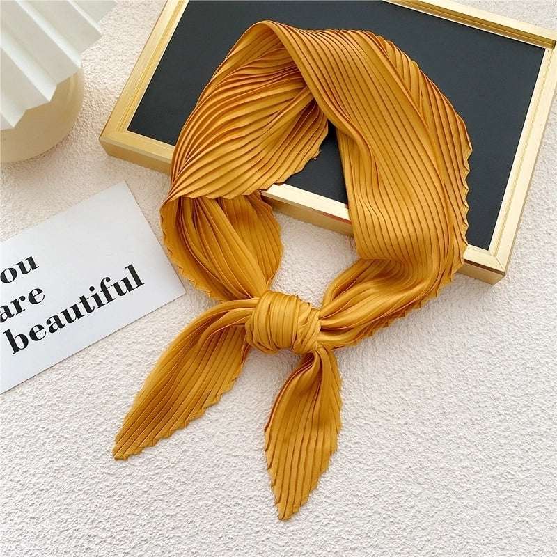 Simple Fold Solid Color Small Square Scarf