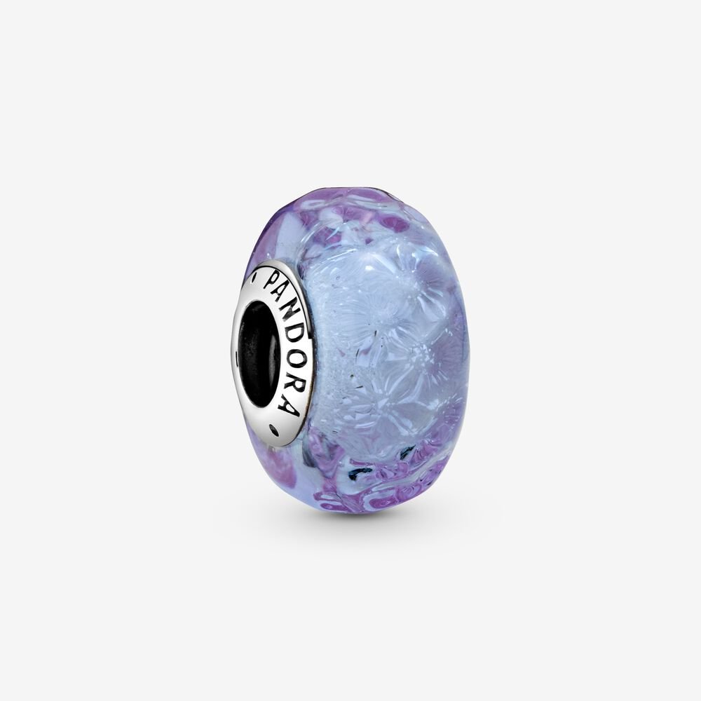 Wavy Lavender Murano Glass Pandora Charm