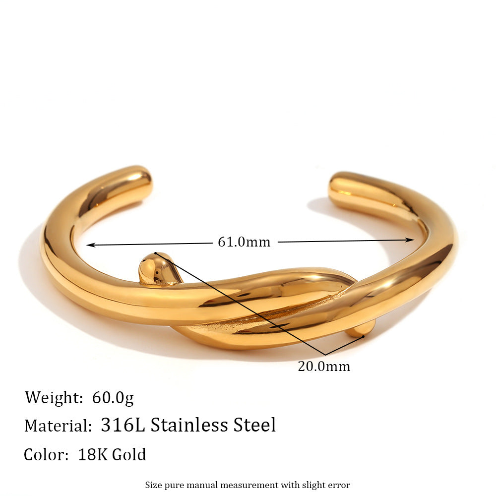 5 Pieces Minimalist Circle Stainless Steel 18K Gold Plated Bangles