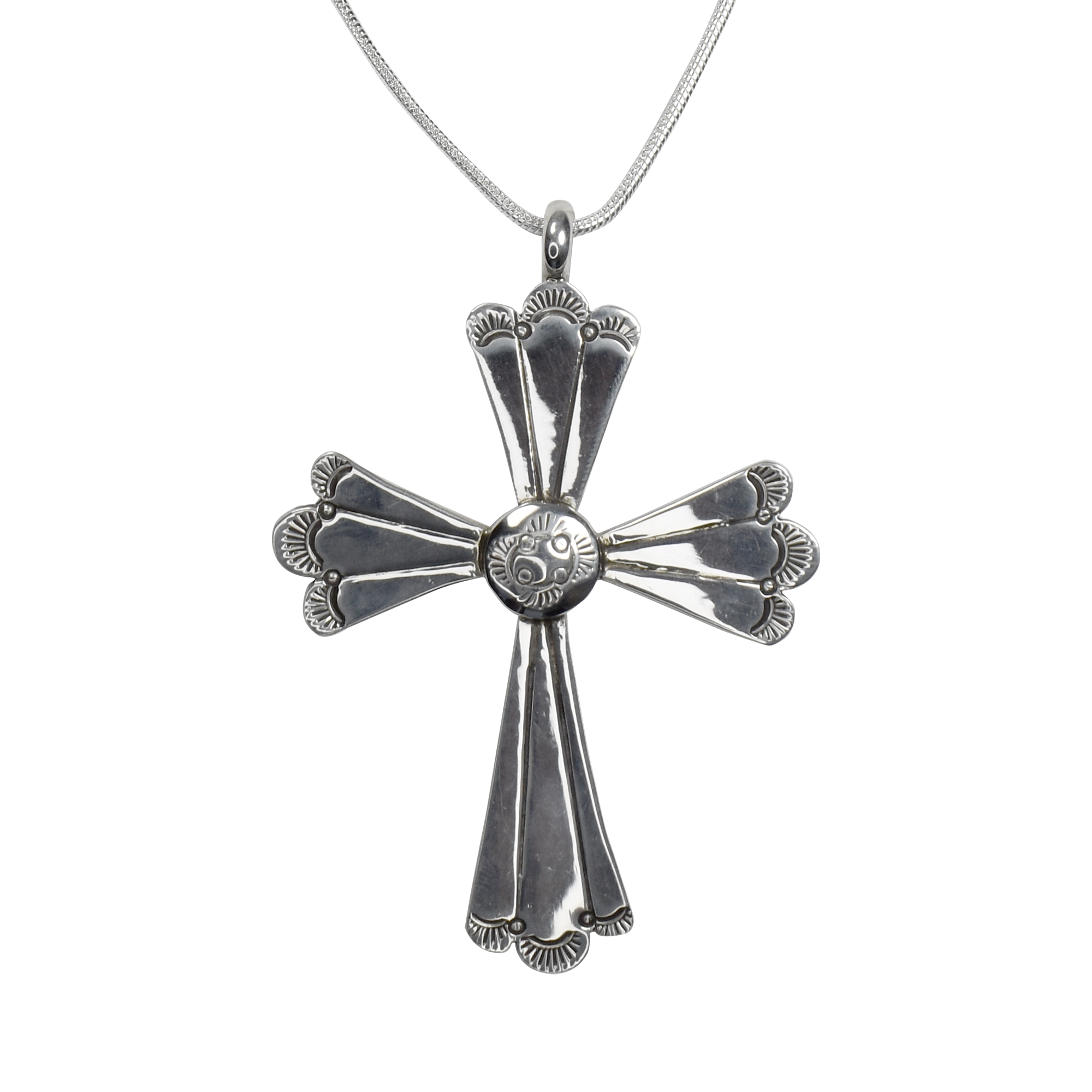 Sterling Silver Budded Cross Pendant with Chain