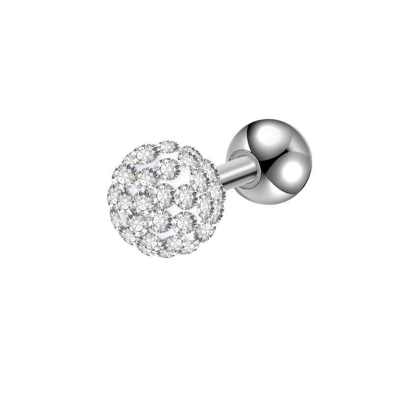 Minimalist Solid Color Stainless Steel Inlay Artificial Diamond Ear Studs 1 Piece