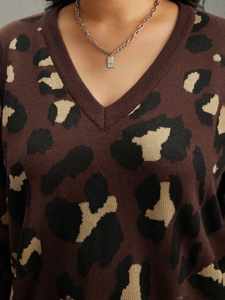 Anti-Pilling Leopard Elastic Cuffs Pullover