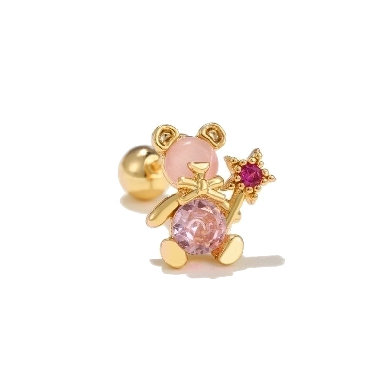 Ear Cartilage Rings & Studs Cute Animal Brass Gem