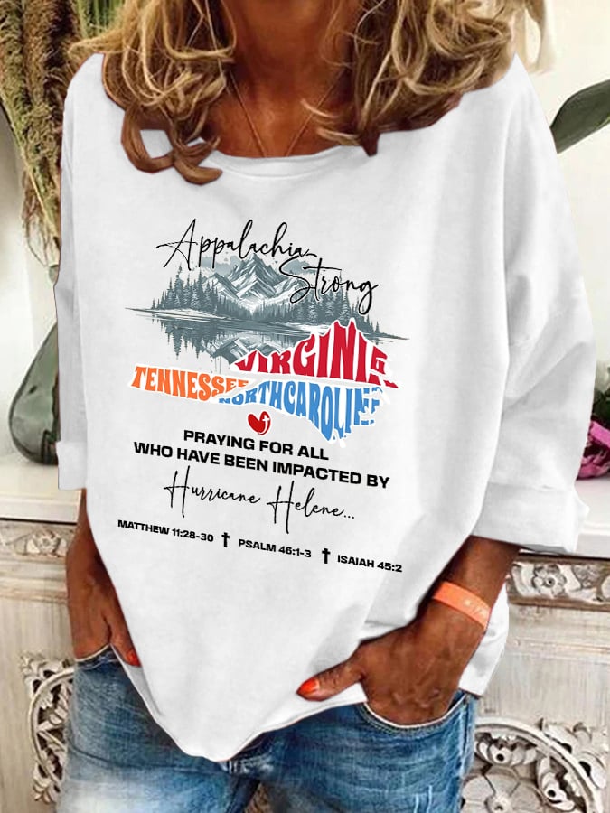 Women's Hotspot Hurricane Helen Disaster Relief Printed Casual Sweatshirt