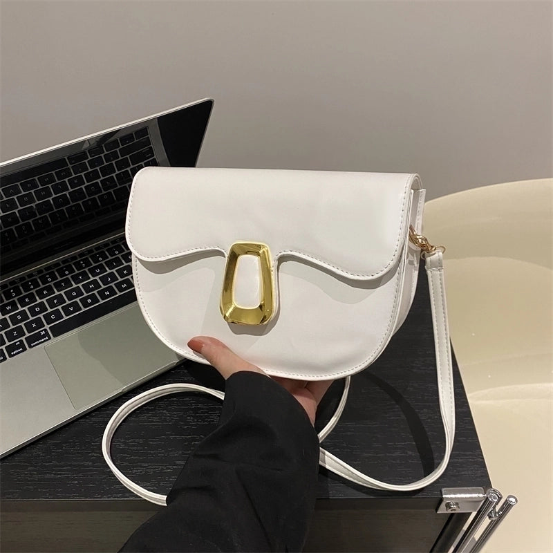 Women's Pu Leather Solid Color Elegant Flip Cover Shoulder Bag