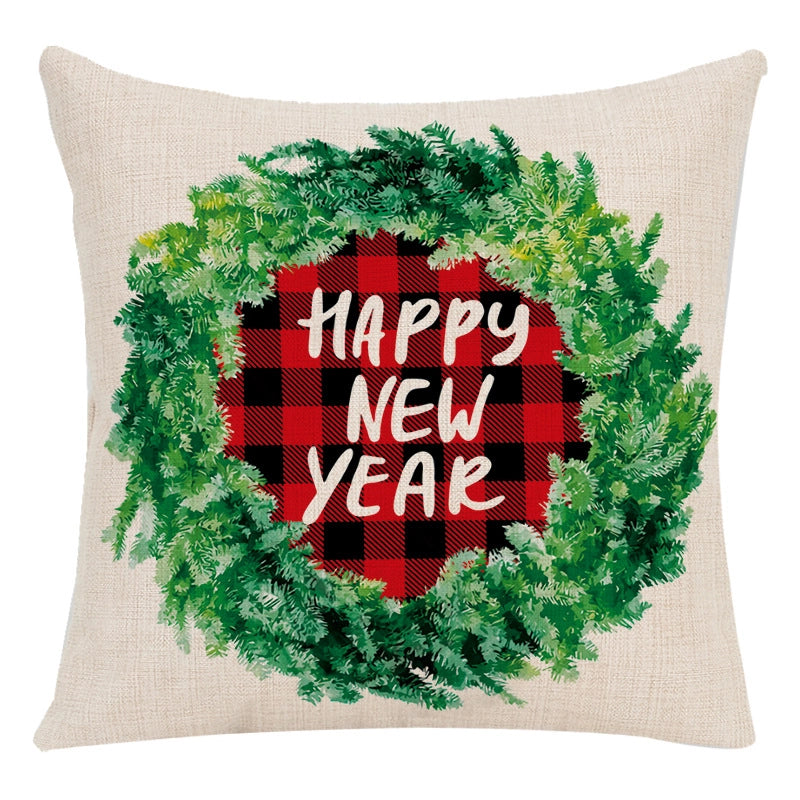 Cute Letter Snowman Elk Chemical Fiber Pillow Cases