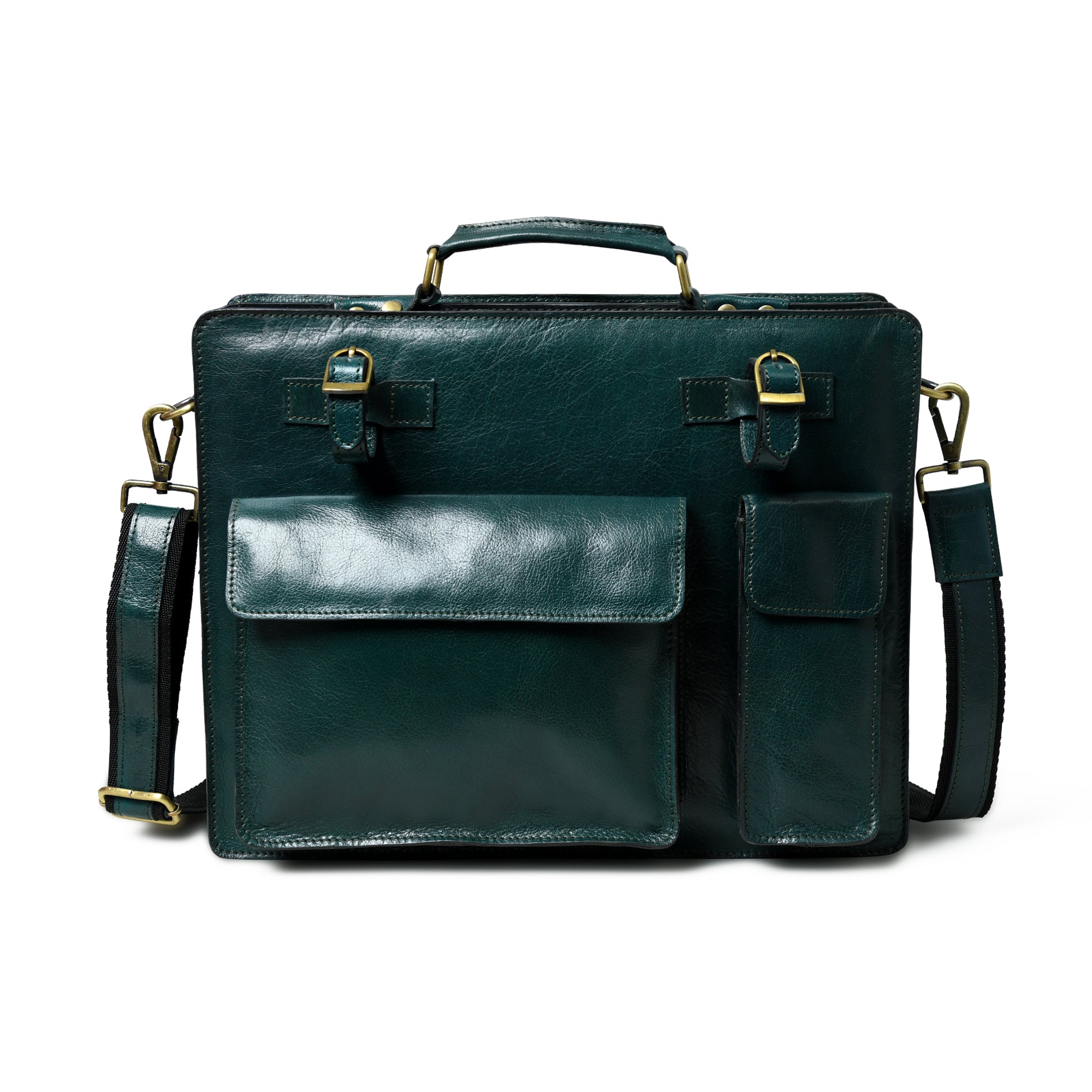 Tuscany Italian Leather Briefcase. Green