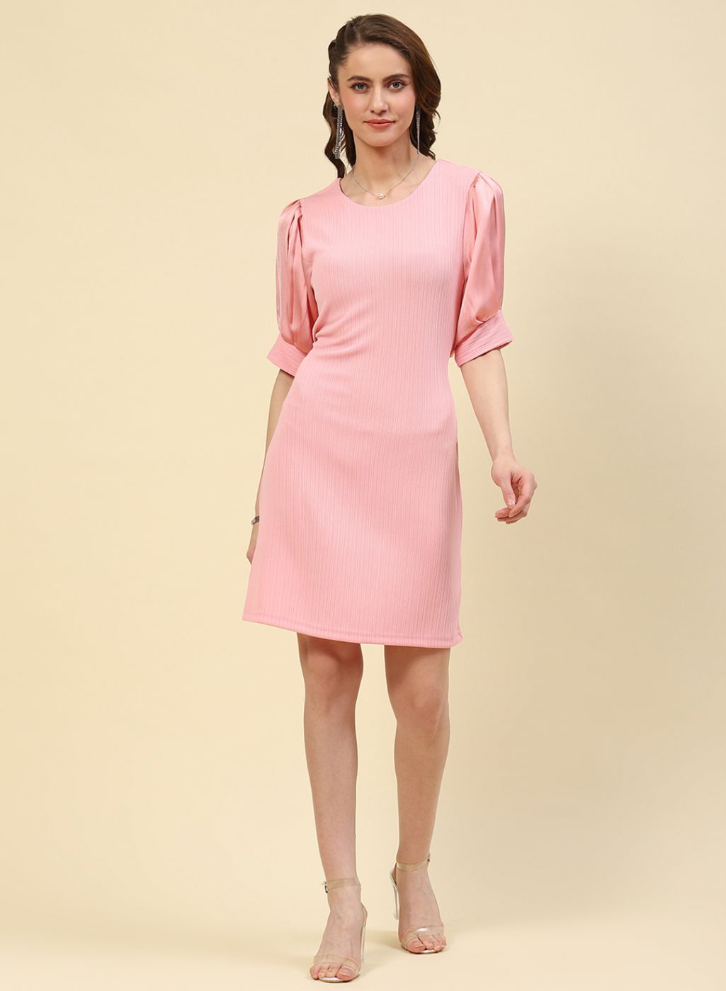 Women Pink Solid Dress