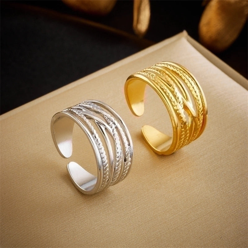 Basic Cross Star 304 Stainless Steel 18K Gold Plated Gold Plated Stainless Steel Rings