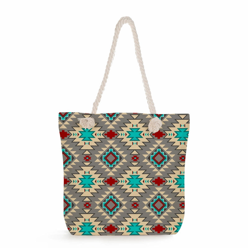 Geometric Printing Tote Bag Student Book Storage Shoulder Bag Large Capacity Handbag