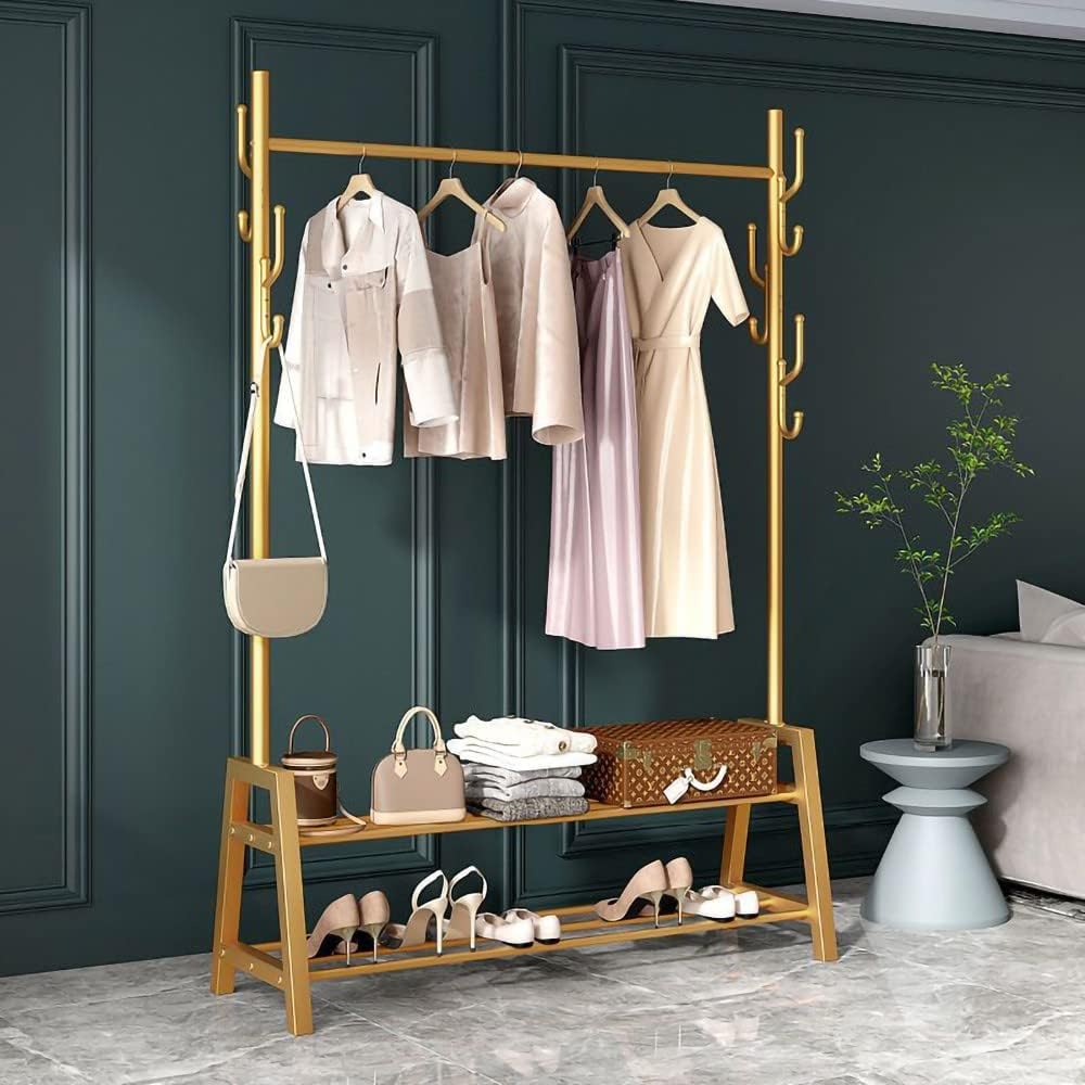 Multi-Functional Heavy Duty Bedroom Clothing Rack. Freestanding Closet Wardrobe Rack. Metal Frame