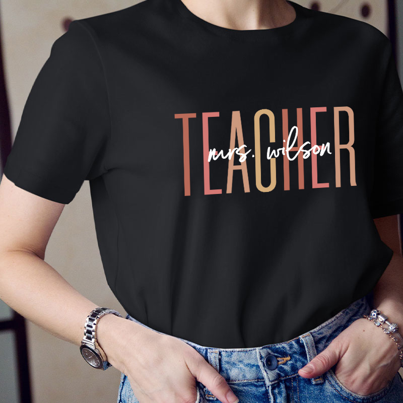 Personalized Name Simple Teacher T-Shirt