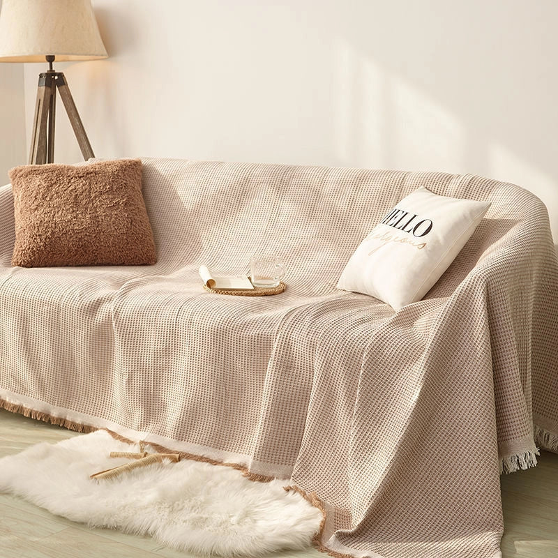 Waffle Sofa Towel Full Cover Cotton Woven Sofa Cushion Four Seasons Universal Sofa Cover Full Cover Universal Cover Towel