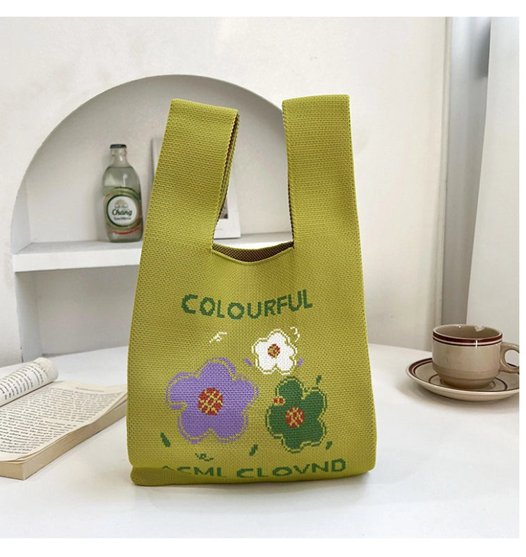 Women's Medium Polyester Flower Basic Vintage Style Square Open Shopping Bags