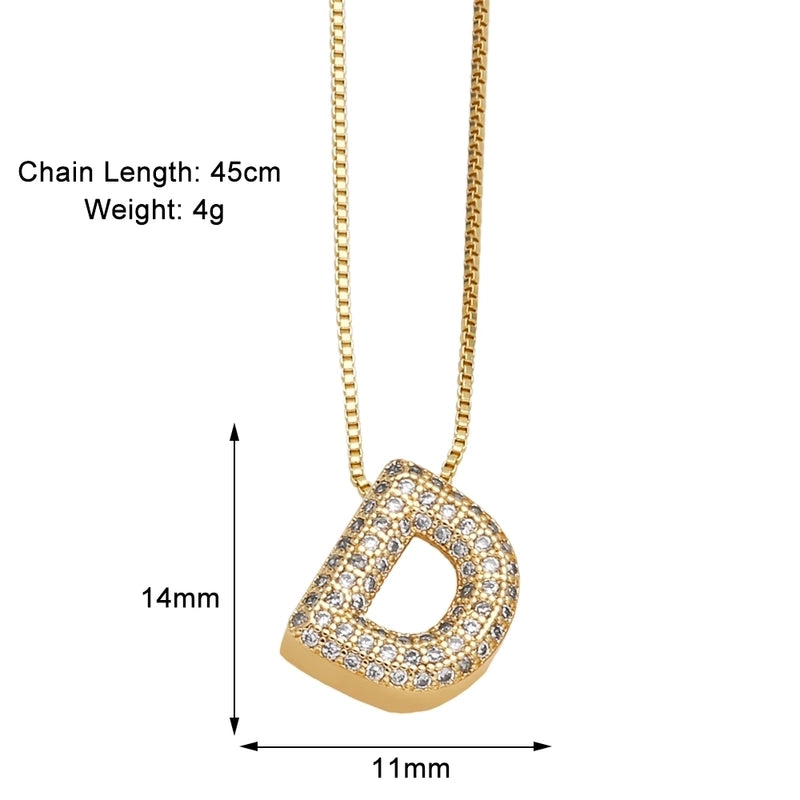 Copper 18K Gold Plated Modern Style Minimalist Plating Inlay Letter Zircon Pendant Necklace