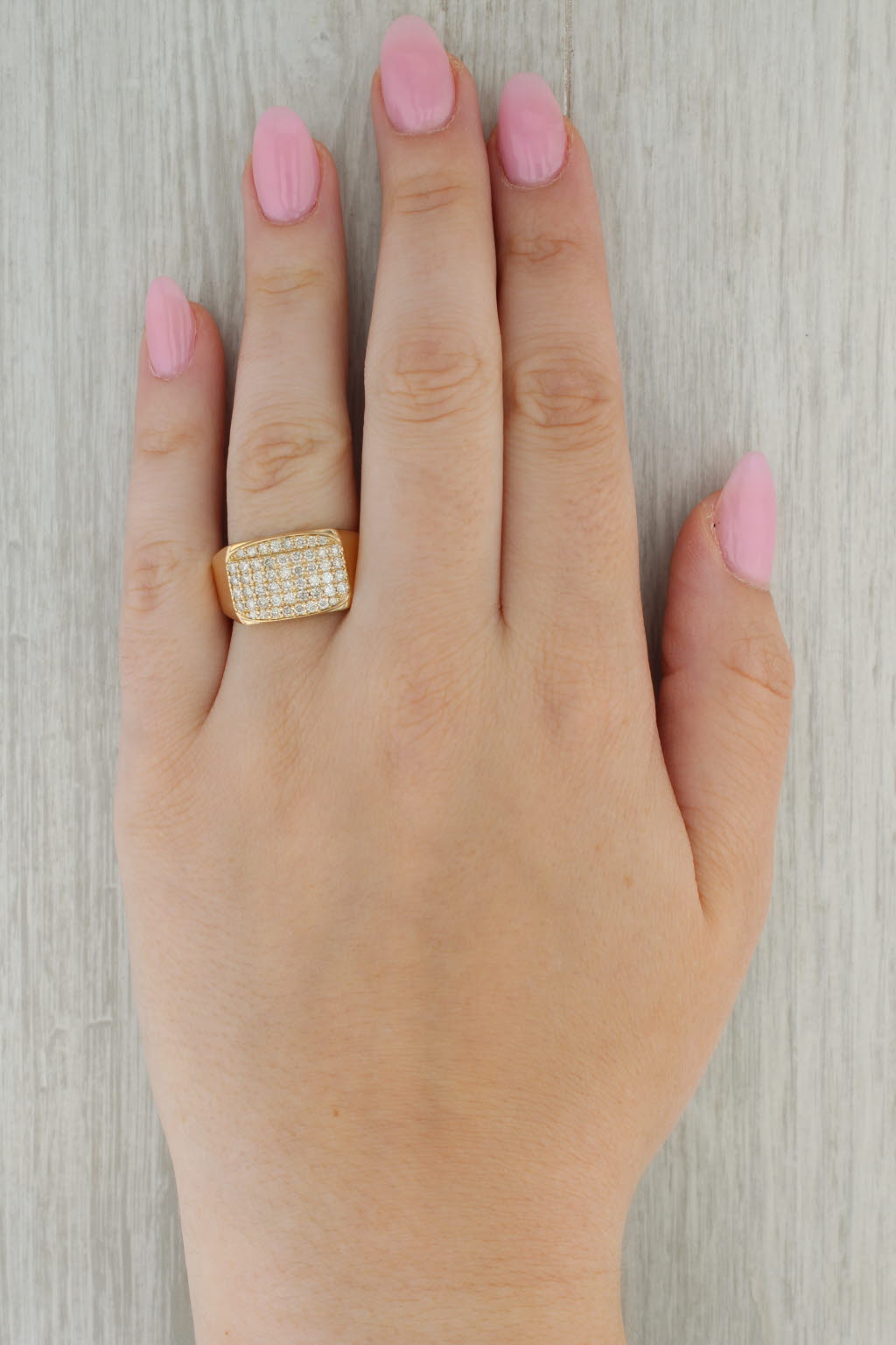 0.94ctw Pave Diamond Ring 14k Yellow Gold Size 10 Men's