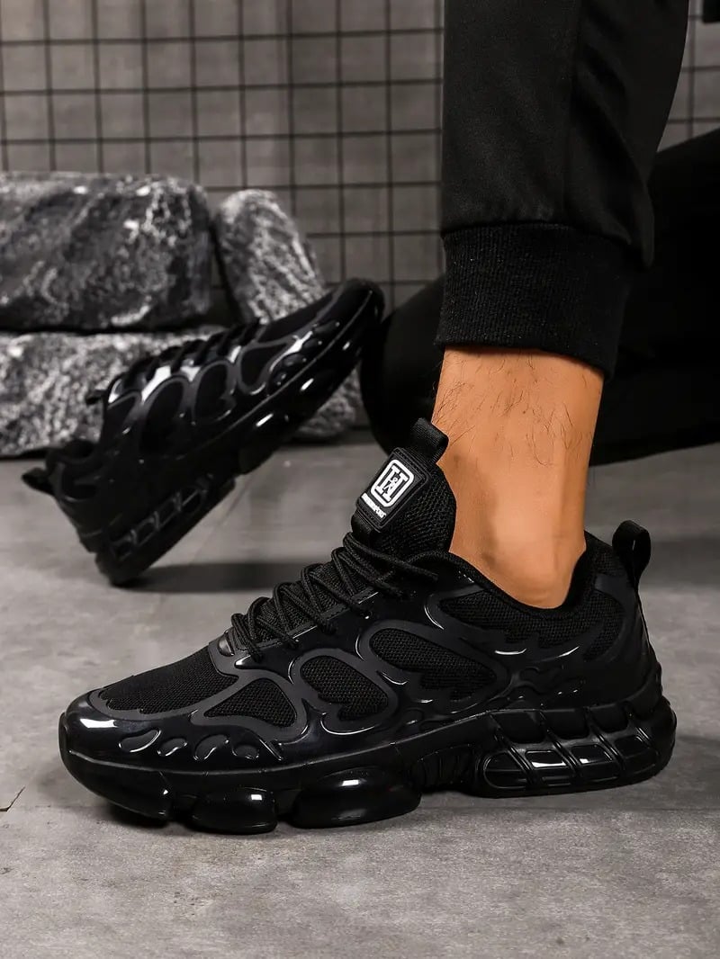 Men'S Lightweight Breathable Running Shoes - Low-Top Sneakers with Cushioned Midsole, Non-Slip Rubber Outsole for Gym, Jogging, Everyday - Black Sneakers - Lace-Up Closure for Secure Fit - Ideal for Beginners & Advanced Athletes, Gym Footwear, Sleek Desig