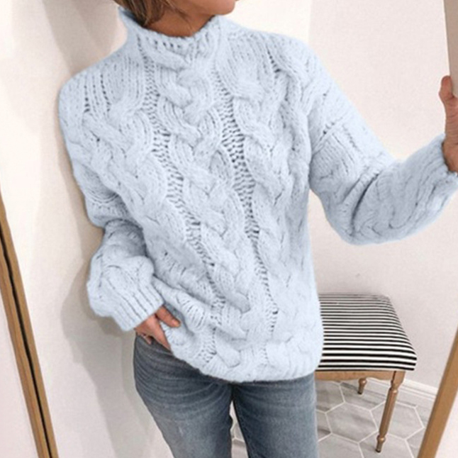 Casual Turtleneck Twist Long Sleeve Sweater