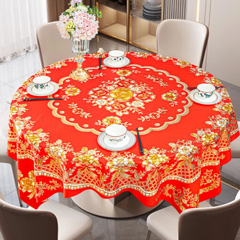 Elegant Classic Style Geometric Flower PVC Tablecloths Artificial Decorations