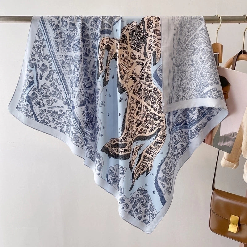 Women's Sweet Minimalist Flower Polyester Silk Scarf