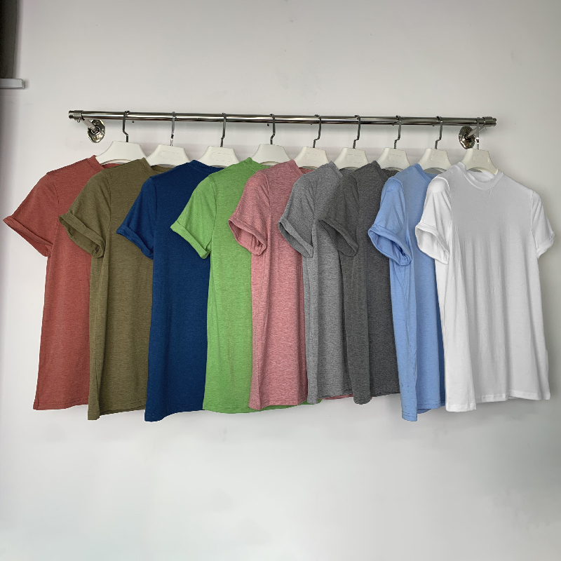 Short Sleeves Solid Color Round-Neck T-Shirts Tops