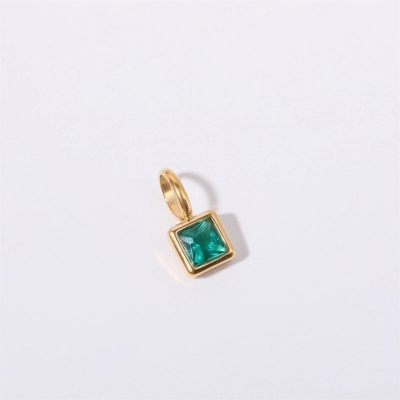 201 Stainless Steel 304 Stainless Steel Glass Minimalist Diamond Geometric Square Pendant Necklace