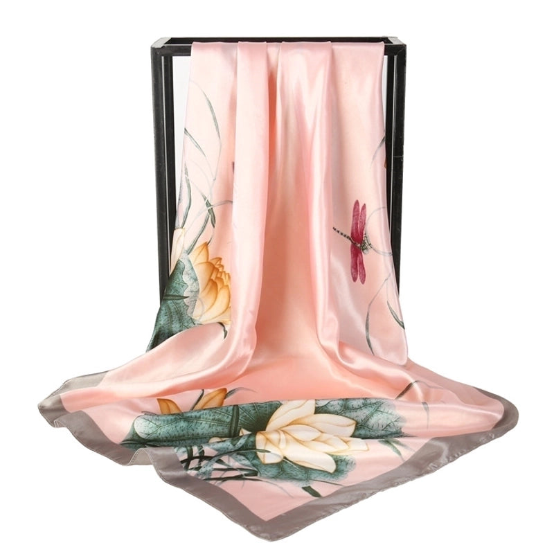 Spring Artificial Silk Women's Satin Scarf Printed All-matching Scarf 90 Large Kerchief Mother's Day Gift