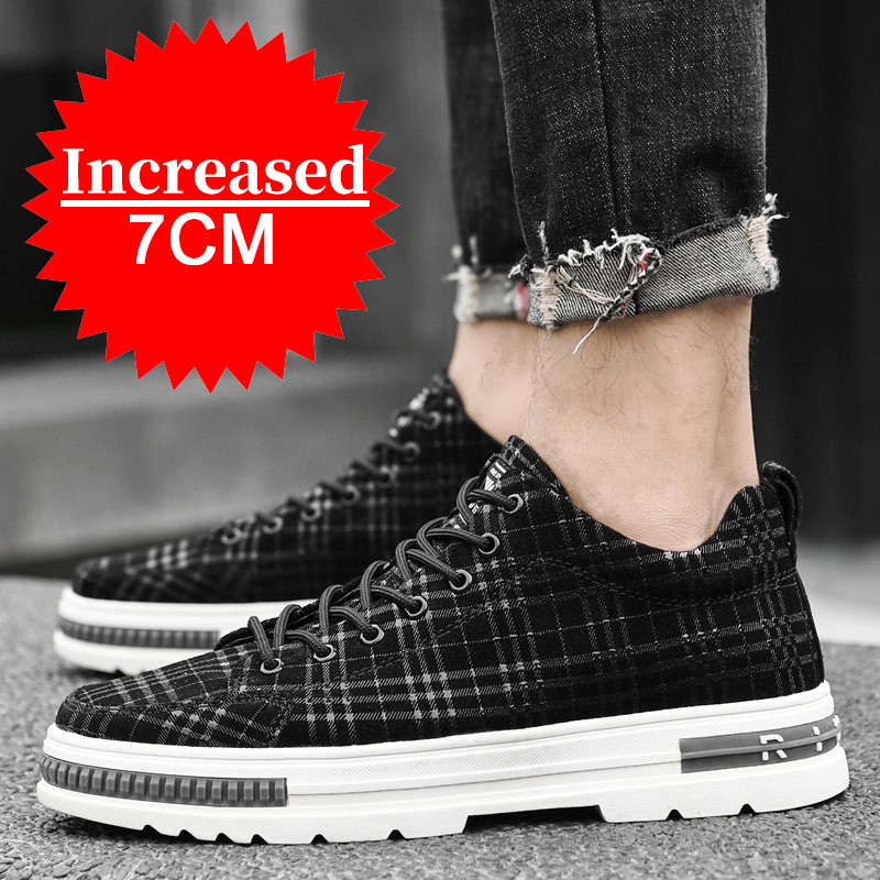 Gptsolvy Men's Sneakers Fashion Print Casual Shoes Men Breathable Lace Up Running Shoes Luxury High Quality Man Increase Shoes Insole 7CM