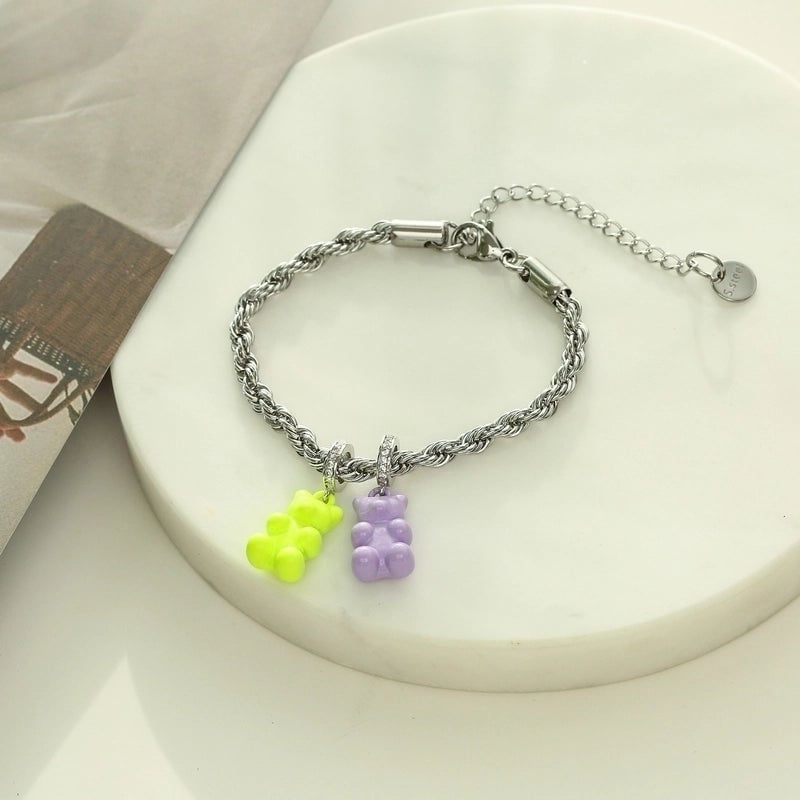 Jewelry Painted Bear Color Pendant Copper Jewelry Accessories Diy Jewelry Necklace Bracelet