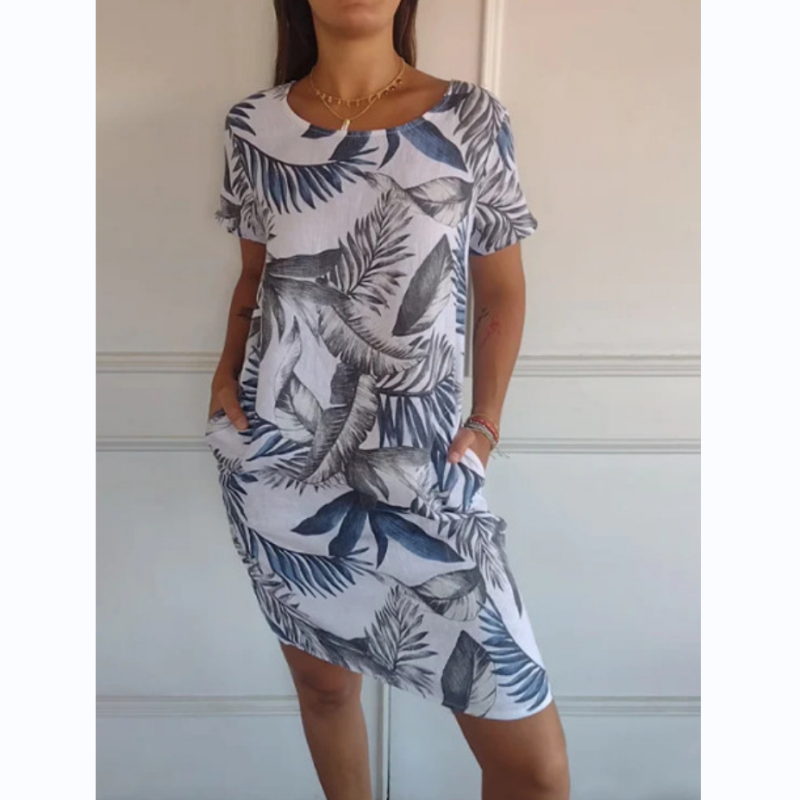 🎁LAST DAY 49% OFF🔥Women's Botanical Print Round Neck Dress