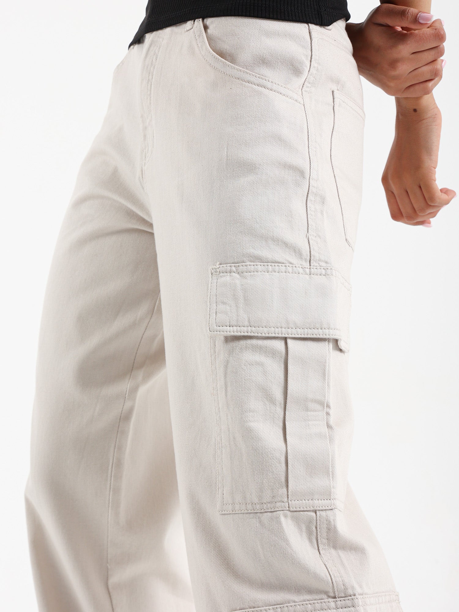 Wide Leg Cargo Gabardine Pants
