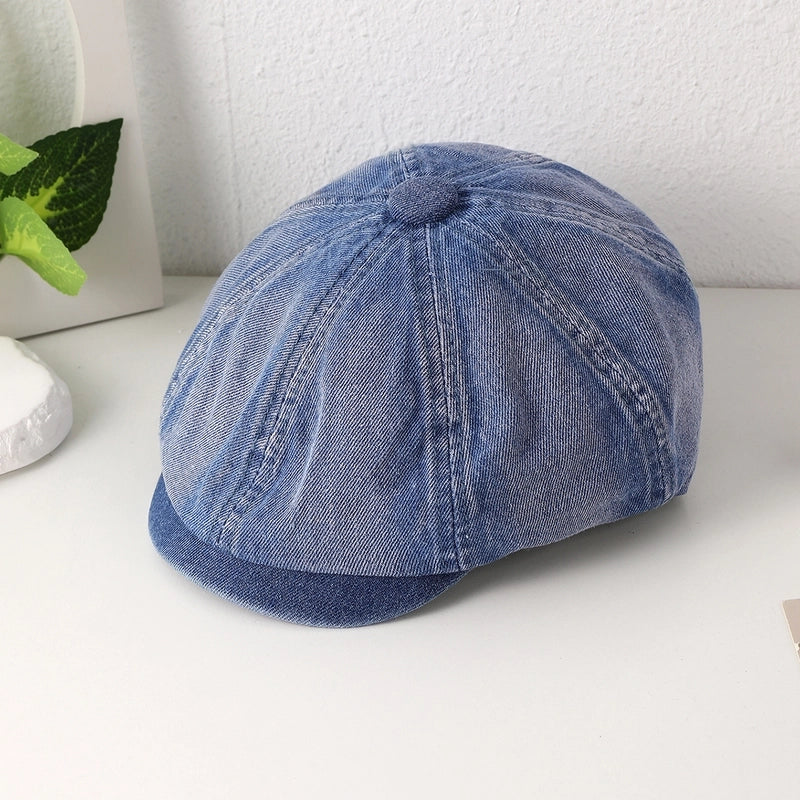 Women's Vintage Style Minimalist Solid Color Short Brim Newsboy Cap