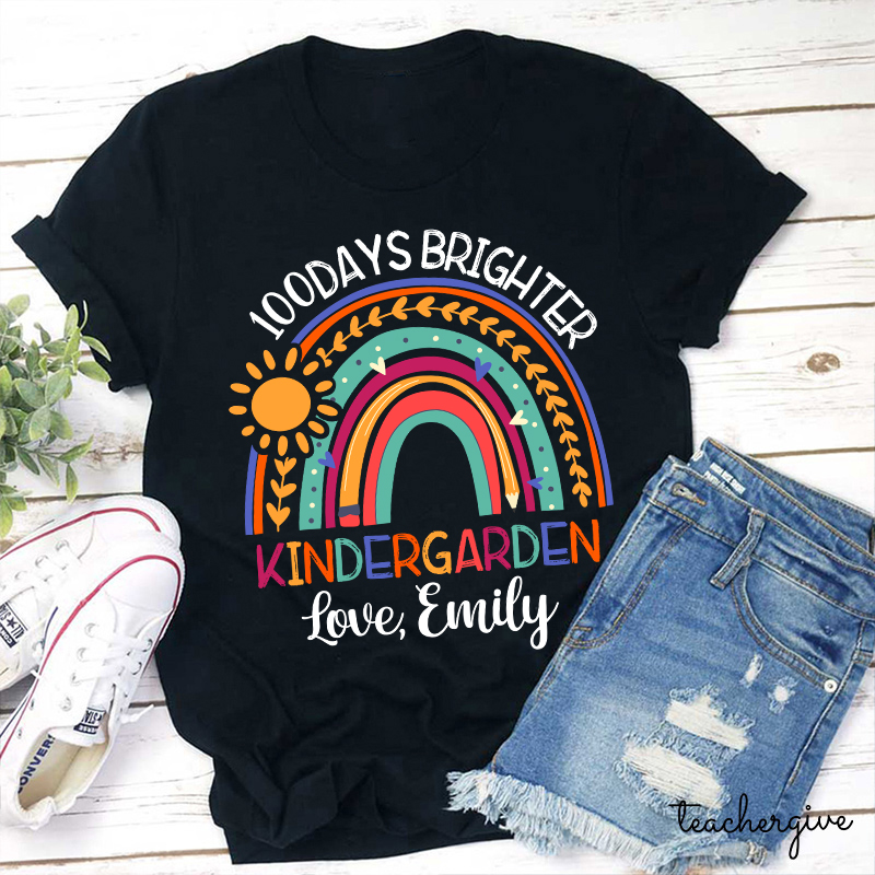 Personalized 100 Days Brighter Teacher T-Shirt